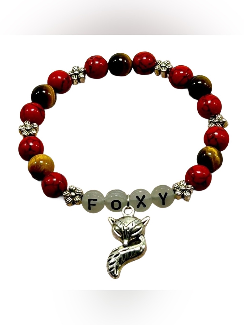Handmade Glow-In-The-DARK “FOXY” Bracelet with Natural Red Turquoise Stones!